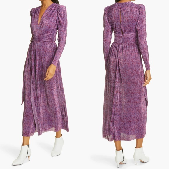 NWT Sabina Musayev Hadar Long Sleeve Dress in Maroon Size Small - Picture 1 of 11